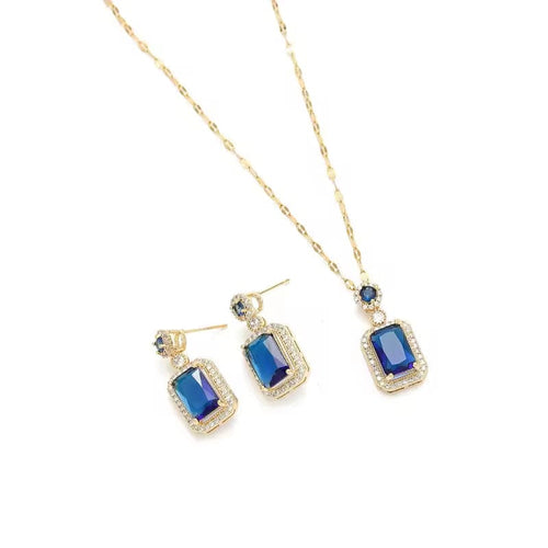 Shoperly JS-9-BLUE 18k Gold Plated Stainless Steel Tarnish Free Waterproof Female Jewellery
