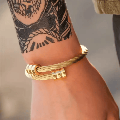 Shoperly MB-3-GOLDEN-Stainless Steel Anti Tarnish Waterproof Male Jewellery