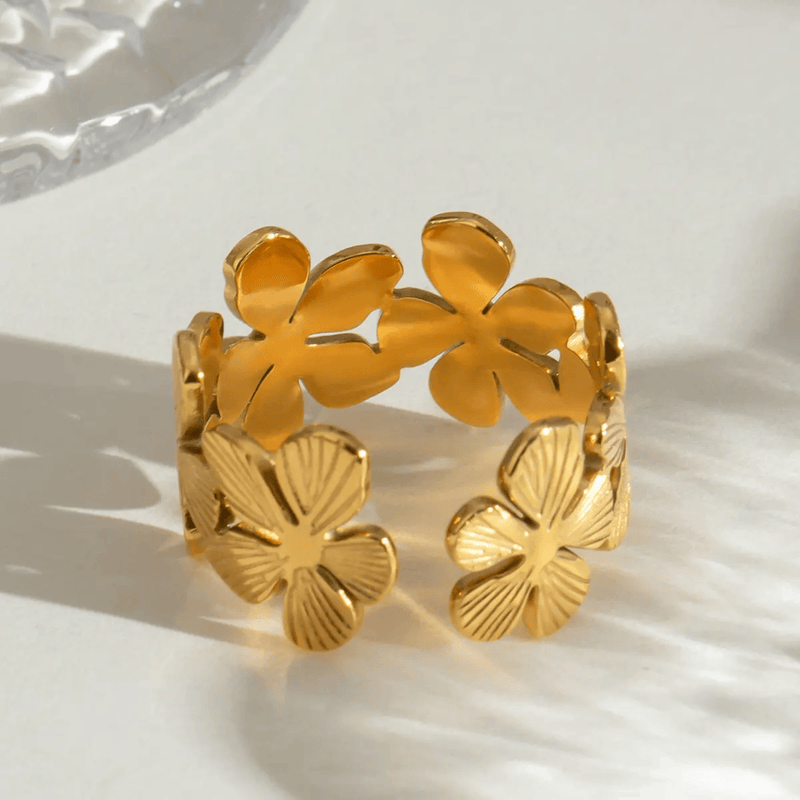Shoperly Rings Flower 18k Gold Plated Stainless Steel ring
