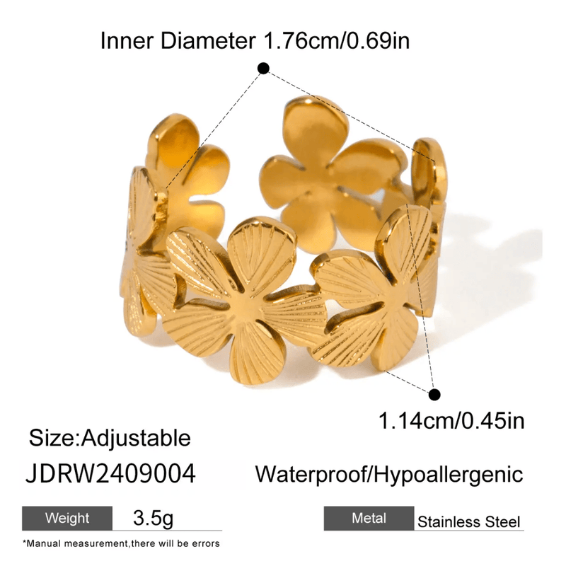 Shoperly Rings Flower 18k Gold Plated Stainless Steel ring