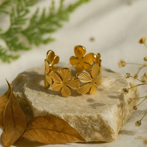 Shoperly Rings Flower 18k Gold Plated Stainless Steel ring