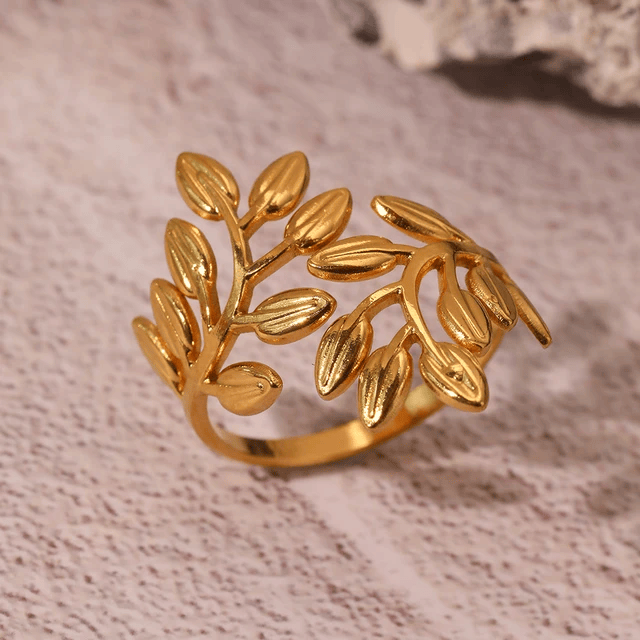 Shoperly Rings Leafy Love Ring 18k Gold Plated Stainless Steel Tarnish Free Waterproof Female Jewellery