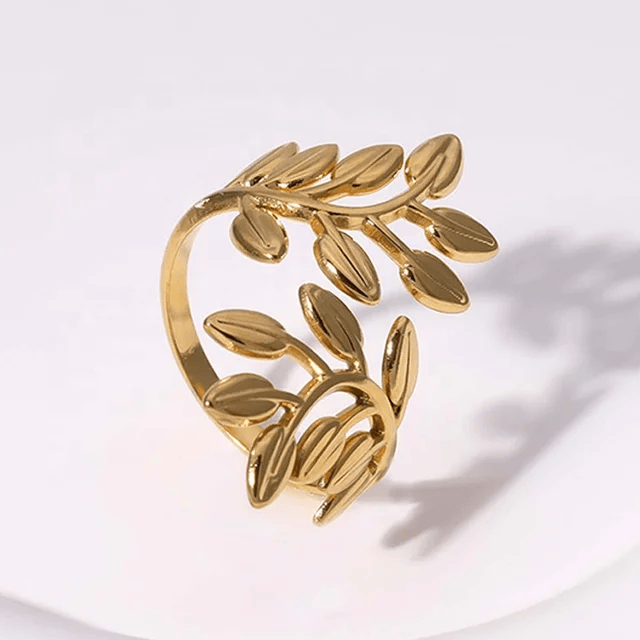 Shoperly Rings Leafy Love Ring 18k Gold Plated Stainless Steel Tarnish Free Waterproof Female Jewellery