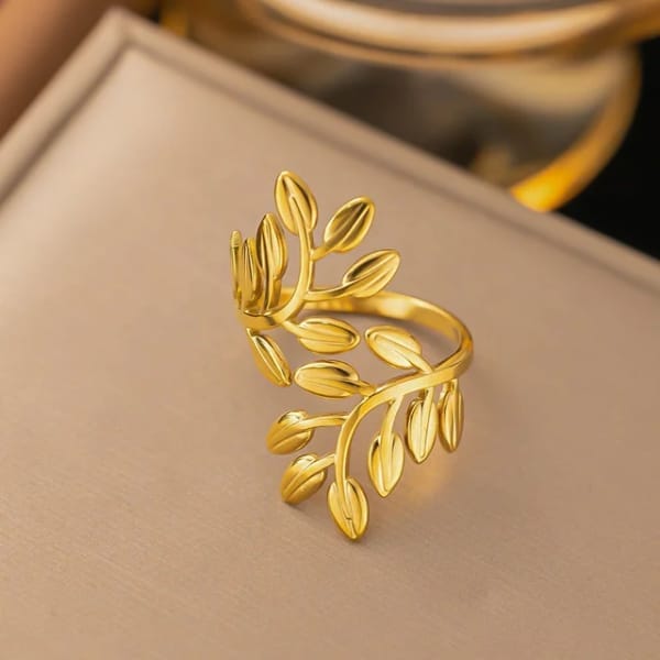 Shoperly Rings Leafy Love Ring 18k Gold Plated Stainless Steel Tarnish Free Waterproof Female Jewellery