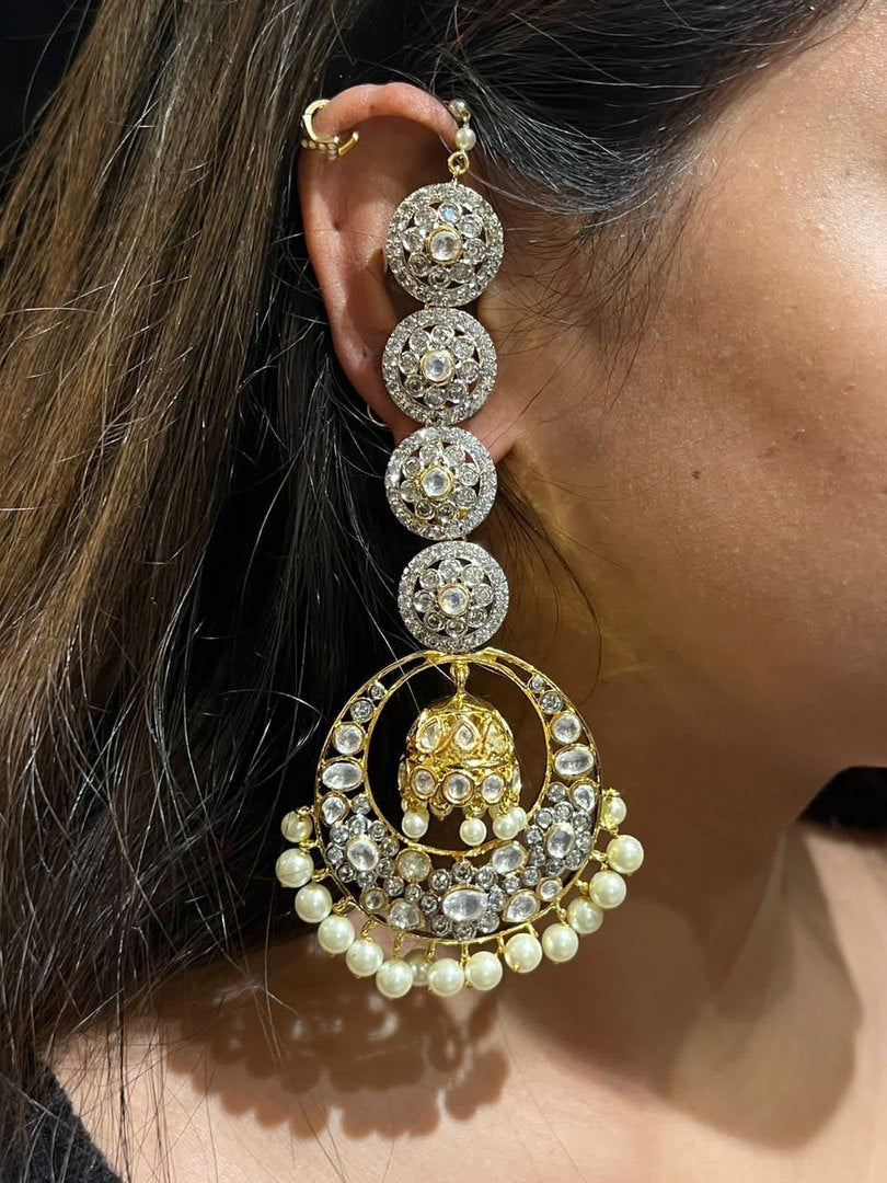 Ad Kundan Long Earrings with Keychain