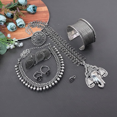 Aganya kreation Combo Garba Combo - Elegant German Silver Jewelry Set Combo Combo 1