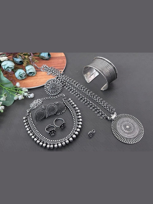 Aganya kreation Combo Garba Combo - Elegant German Silver Jewelry Set Combo Combo 5