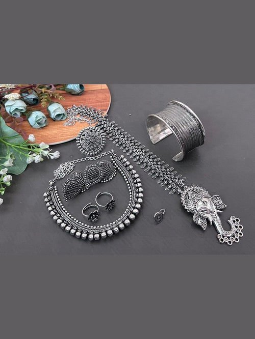 Aganya kreation Combo Garba Combo - Elegant German Silver Jewelry Set Combo Combo 6