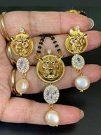 Aganya kreation Elegant Sanvika Mangalsutra with Earrings - 18k Gold Plated White pearl