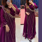 Aganya kreation Kurti Indo Western Saree Style Gown 40 / Wine color(dark purple)