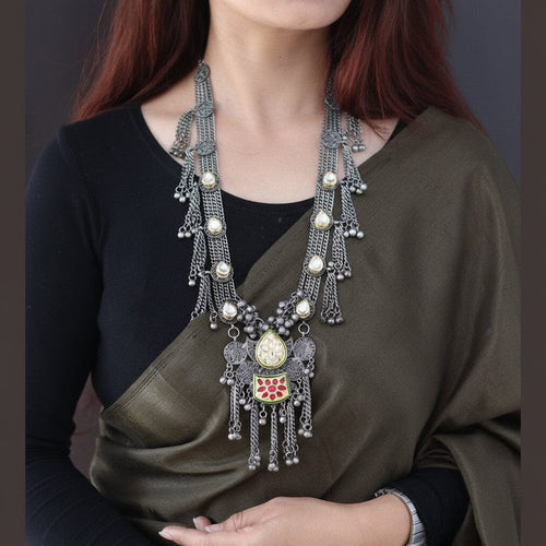 Aganya kreation Necklaces Shivika Necklace - Elegant German Silver Kundan Jewelry