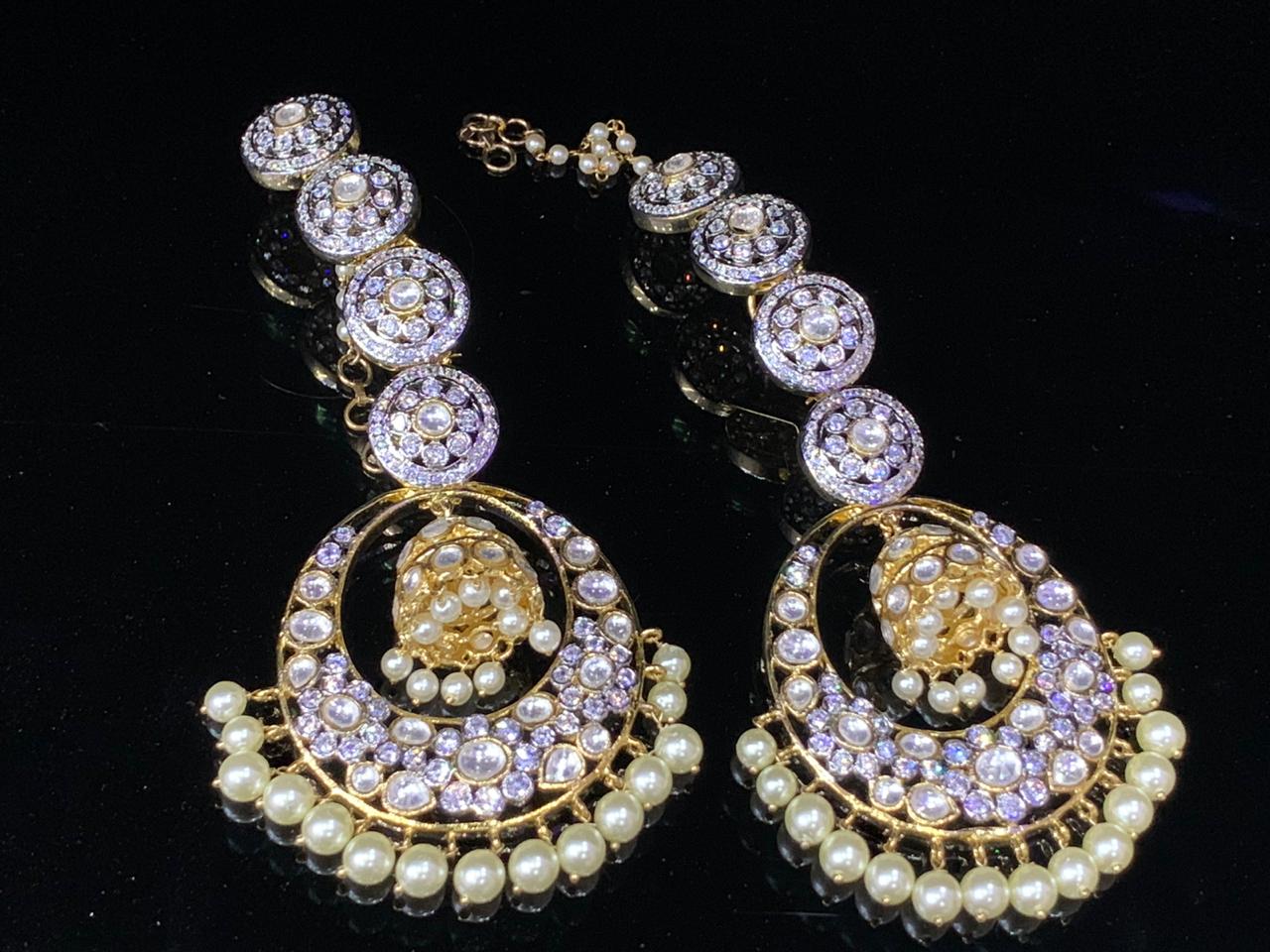 HQ Ad Kundan Long Earrings with Keychain - Aganya kreation