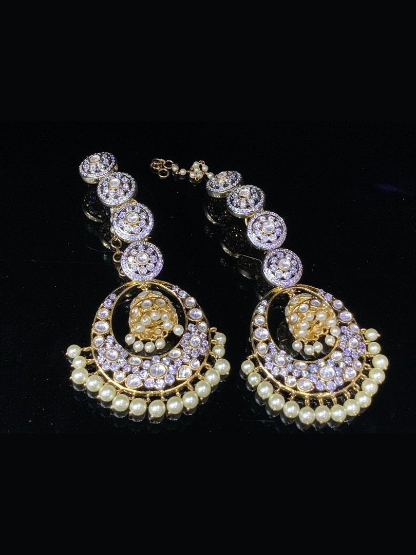 HQ Ad Kundan Long Earrings with Keychain - Aganya kreation